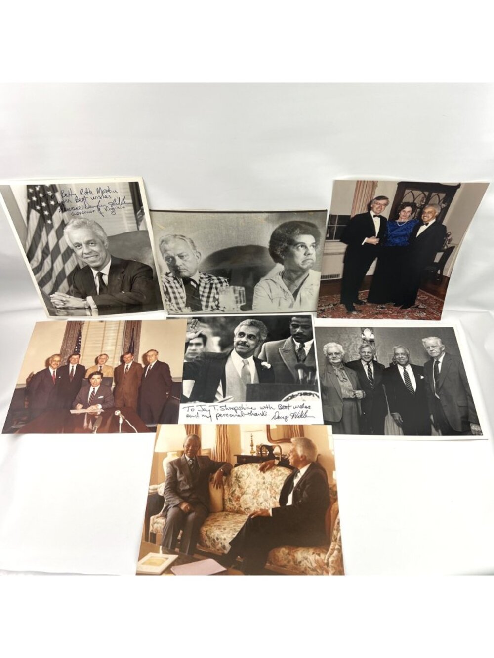 L Douglas Wilder 7 Photos 3 Are Signed 8x10 Virginia Governor Nelson Mandela